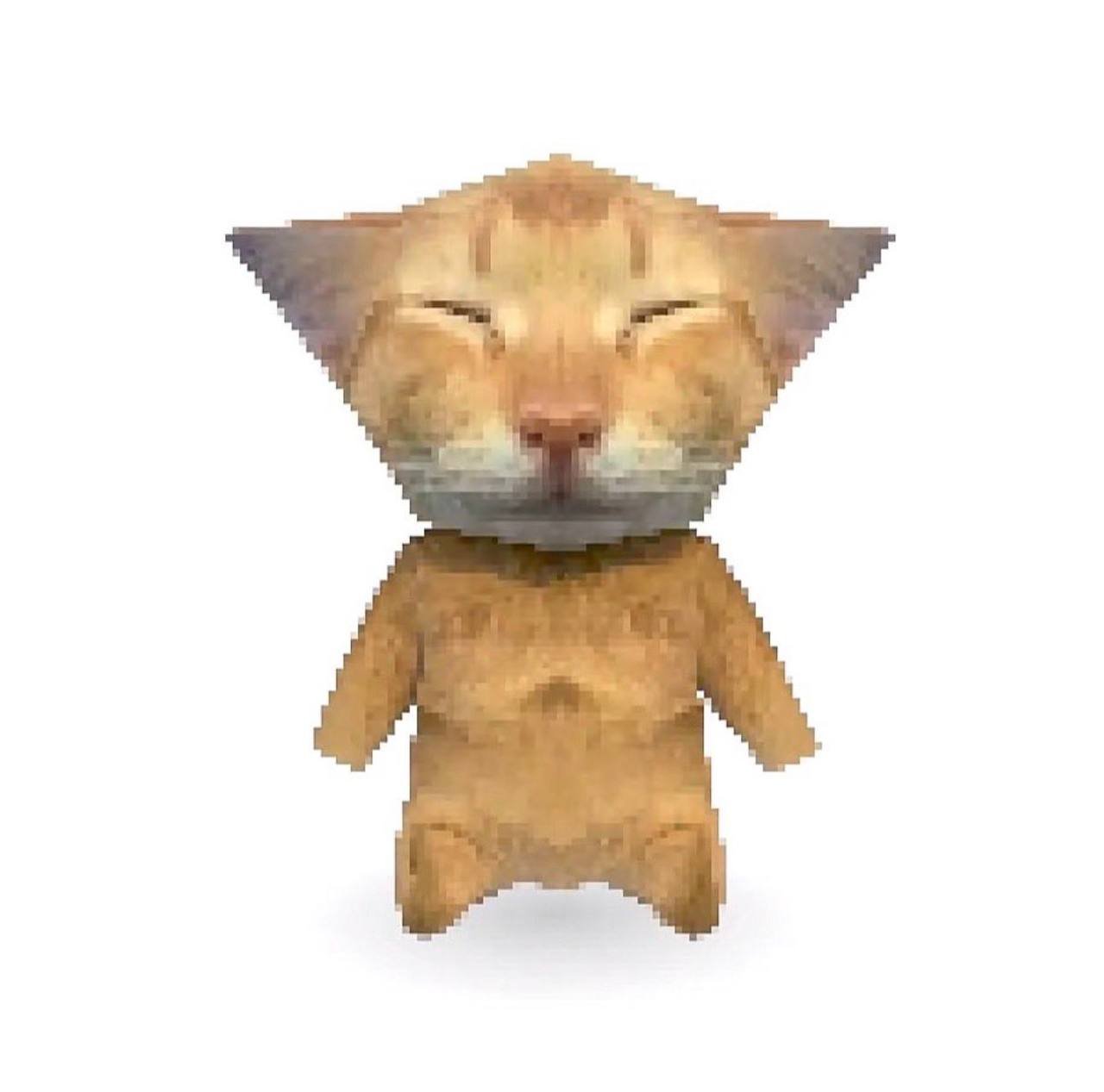 A simple low-poly orange cat model standing on a white background